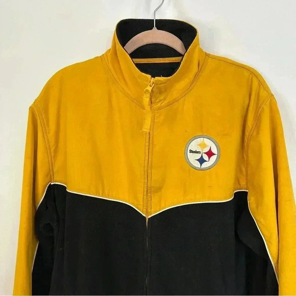 Pittsburgh Steelers Windbreaker Zip Up‎ Fleece Lining Mens Size Large Two Tone - Picture 2 of 16